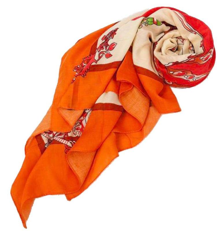 Lady Foulard / Shawl Large Viscos 130X130 cm Orange Beige